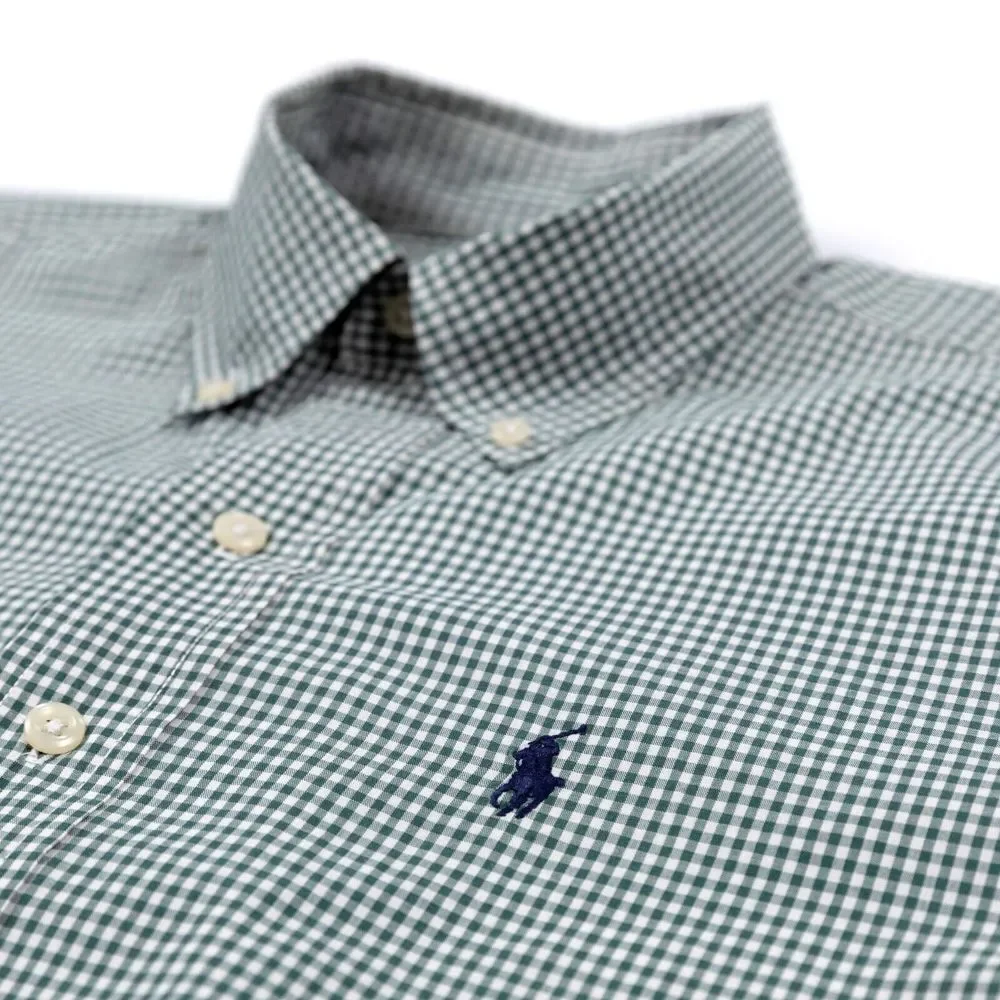 Vtg Polo Ralph Lauren Shirt Mens XL‎ Green Plaid Gingham Check Button Down EUC